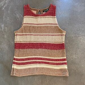 Ralph Lauren Redish color and Brown Striped Tank Top size large